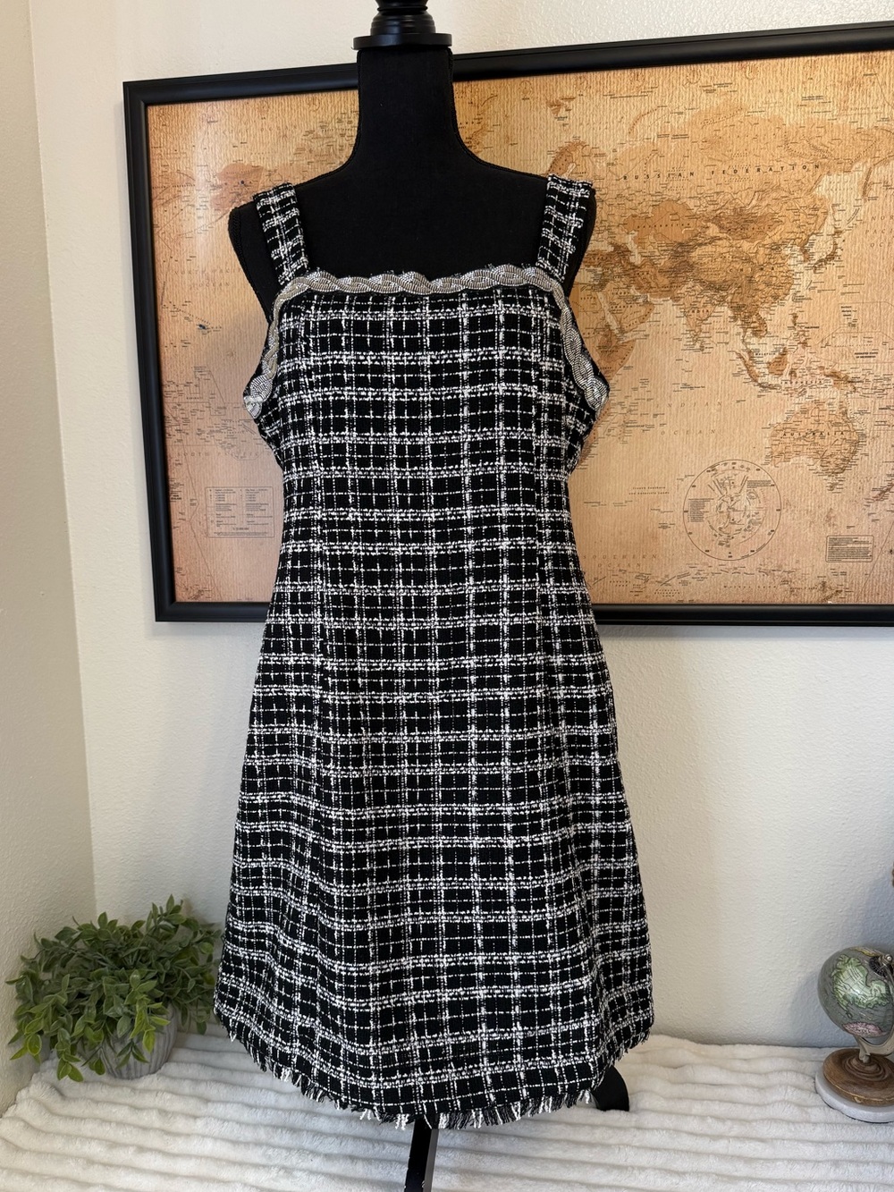 Tahari ASL Boucle tweed dress with rhinestones size 14